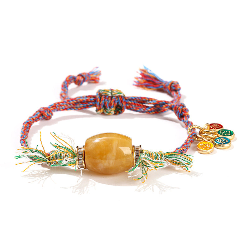 Topaz bucket beads lucky Nafu woven hand rope