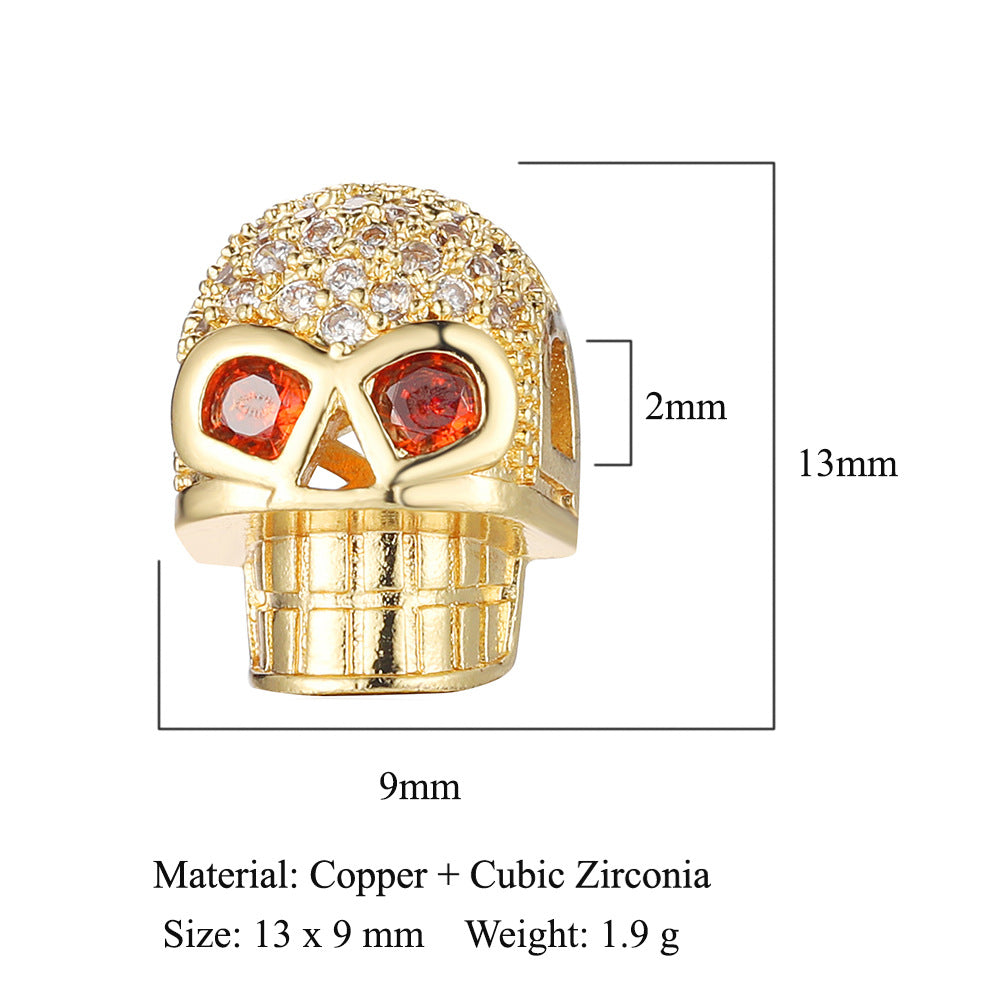 Buddha head skull copper zircon spacer beads