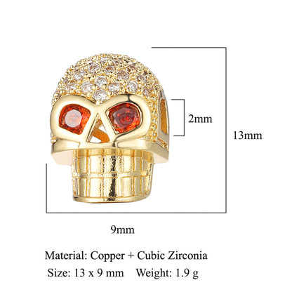 Buddha head skull copper zircon spacer beads