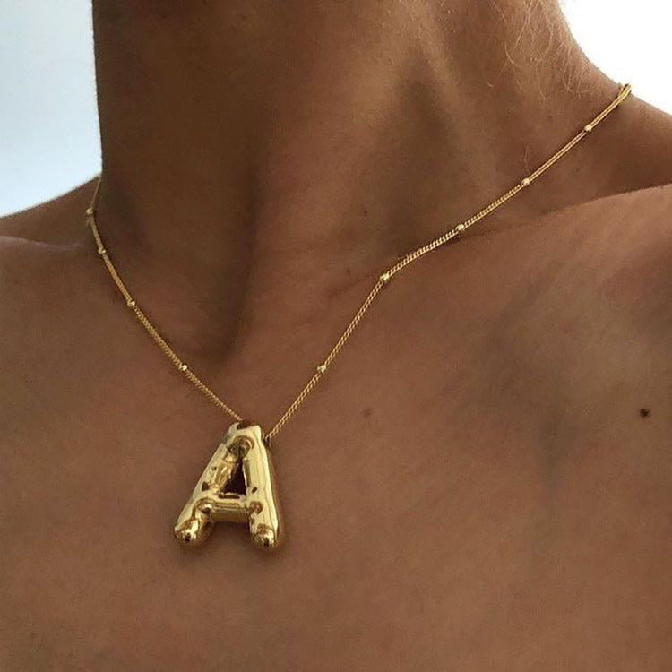 Chubby Letter Pendant Necklace