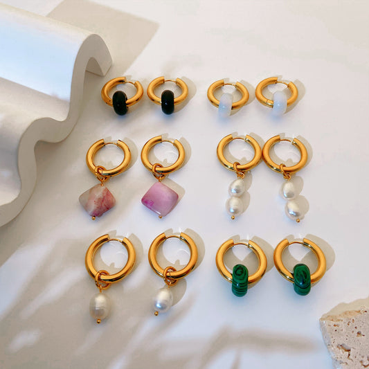 Stone pendant earrings