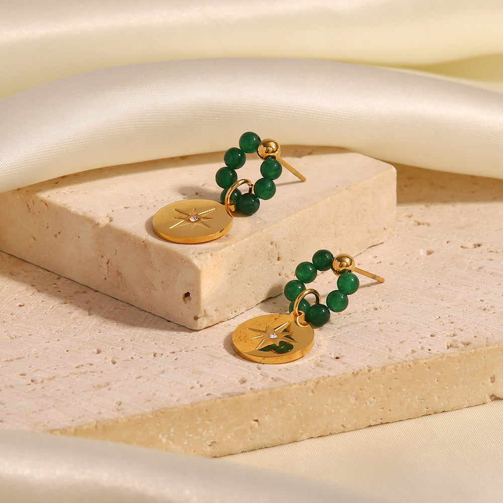 Pendientes colgantes de piedra natural vintage 