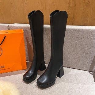 Brown Stretch Tall Boots