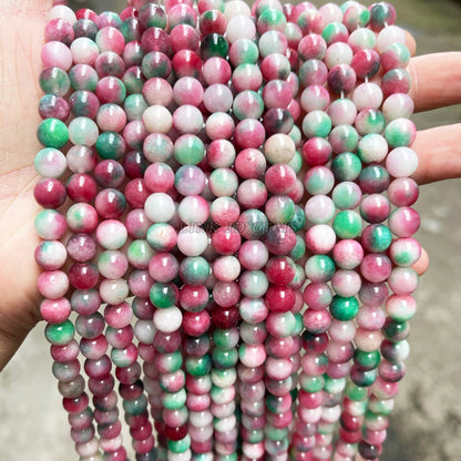 Colored jade round beads