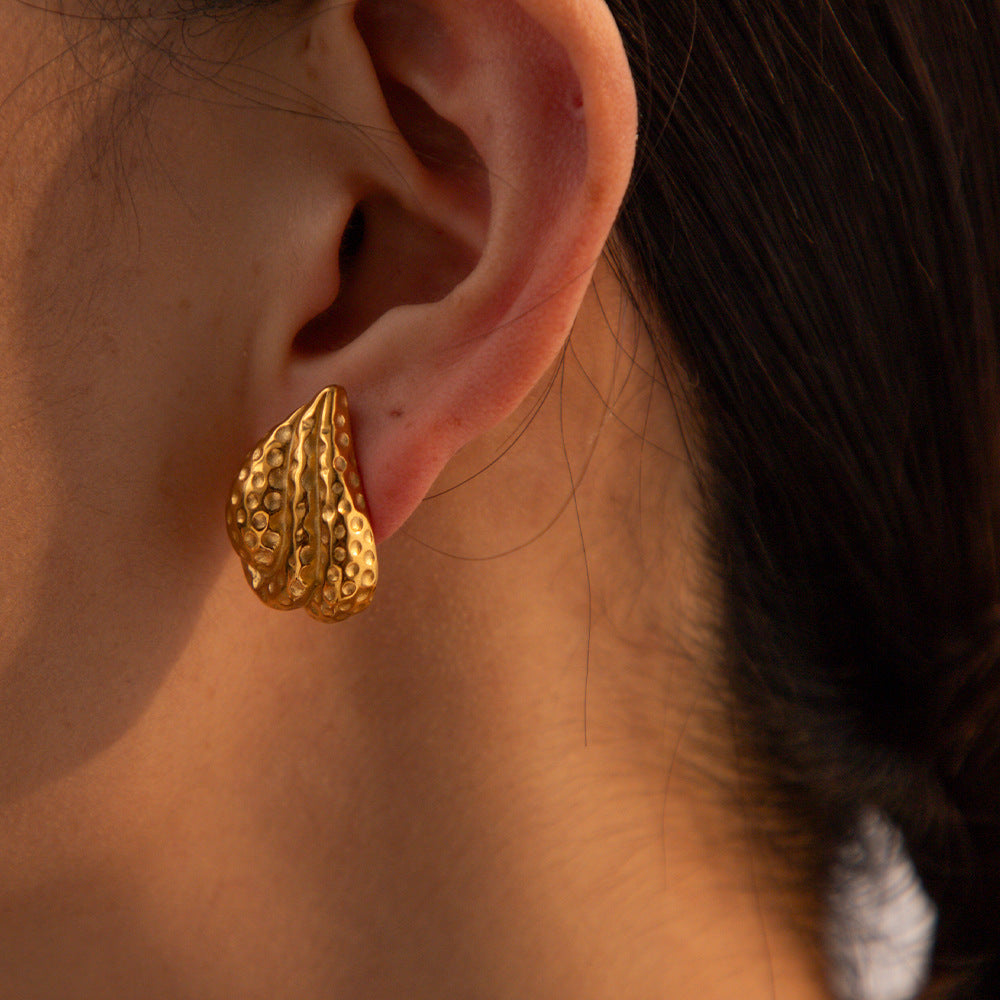 French retro hammered earrings