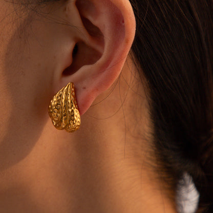 French retro hammered earrings