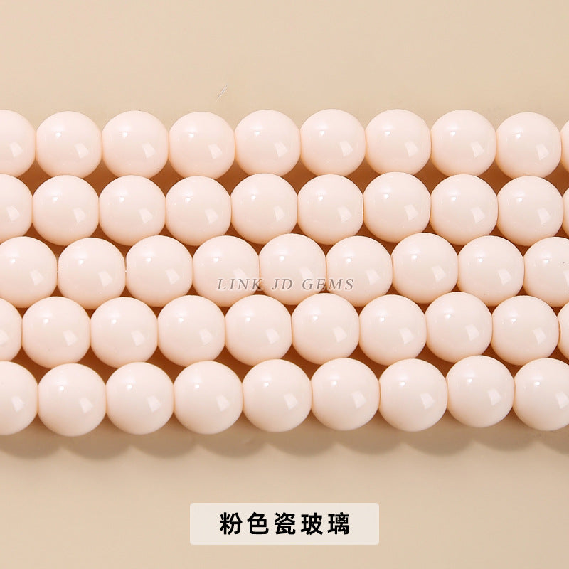 Color porcelain glass beads imitation jade round beads loose beads