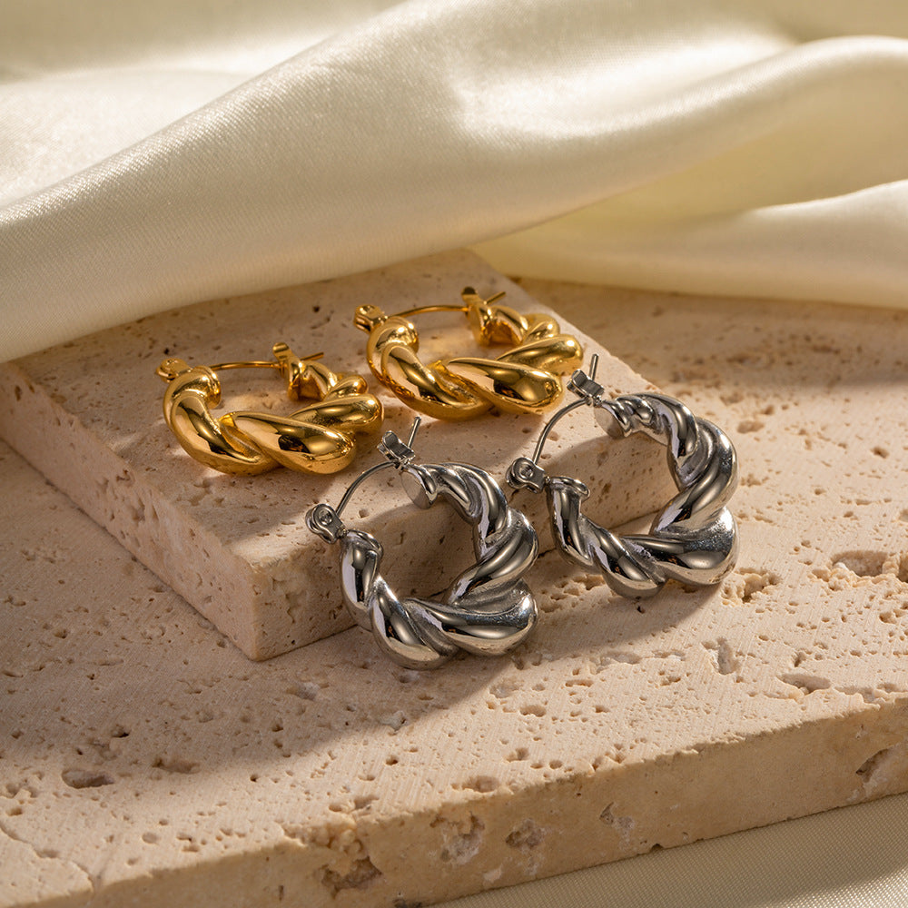 Braided Chunky Hoop Earrings