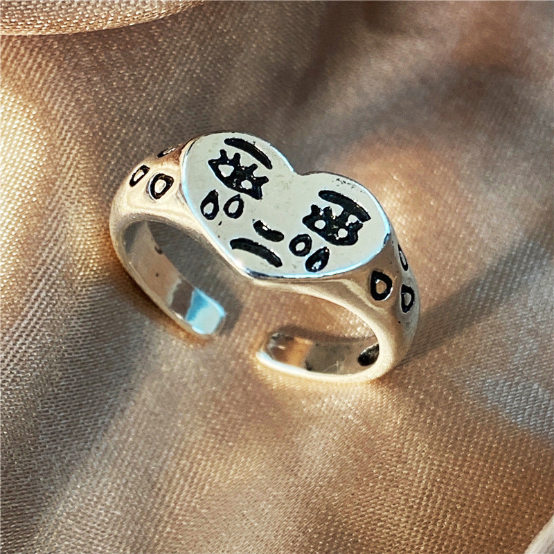 Punk Crying Face Expression Ring