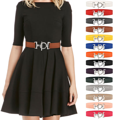 Hook buckle women's elastic belt