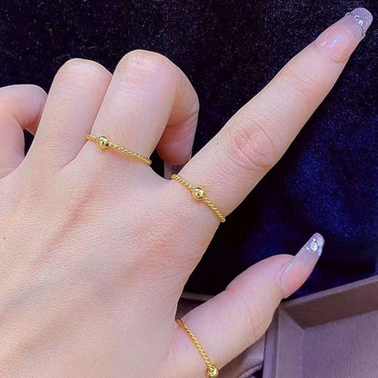 Bead twist gold bean fine ring