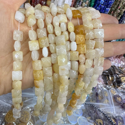 8*8MM 25pcs/string natural stone cut square loose beads