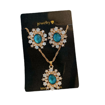 Conjunto de joyas de boda con collar y pendientes de diamantes 