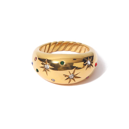 Six-pointed star zircon ring