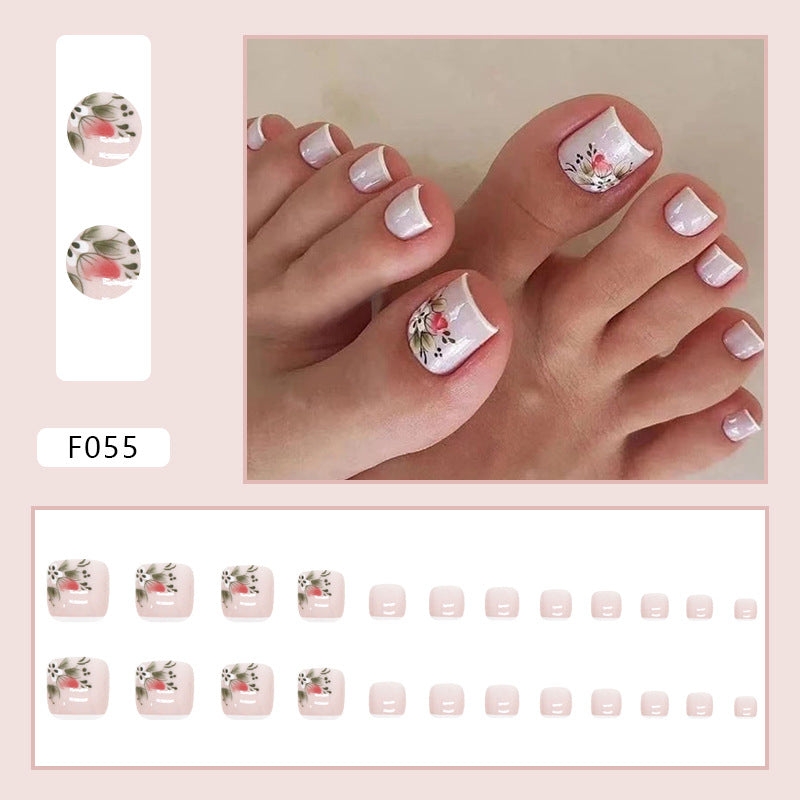 French Diamond Glitter Toe Nails