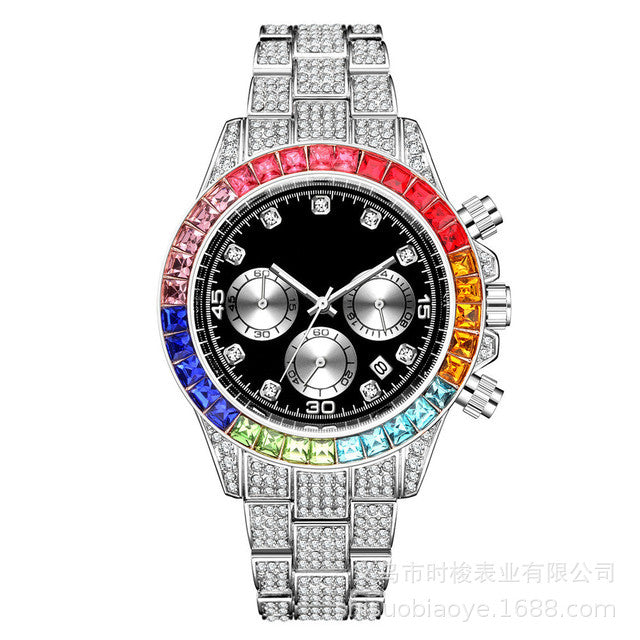 Reloj para hombre con esfera romana y diamantes de imitación 