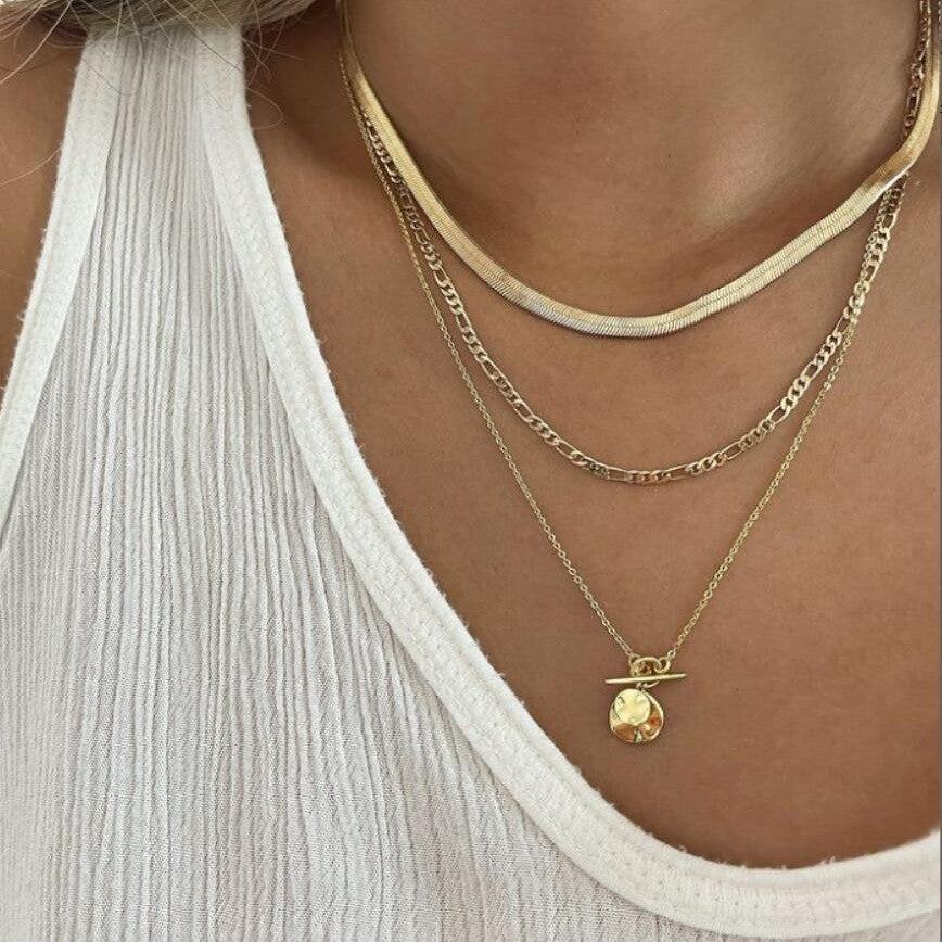 Stacked Snake Bone Chain Necklace