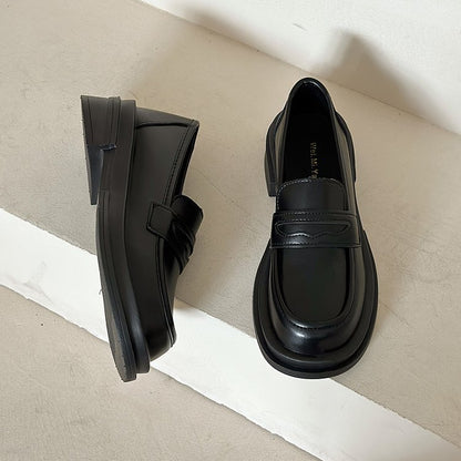 Spring and Autumn Soft Leather Shoes Black
