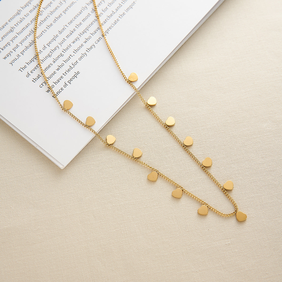 18K Gold-Plated Titanium Steel Multi-Heart Collarbone Necklace