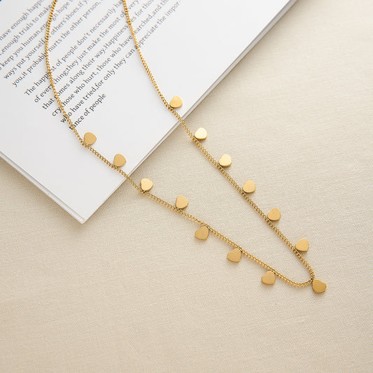 18K Gold-Plated Titanium Steel Multi-Heart Collarbone Necklace