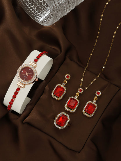 Bracelet Watch Peacock Water Drop Women's Jewelry Set