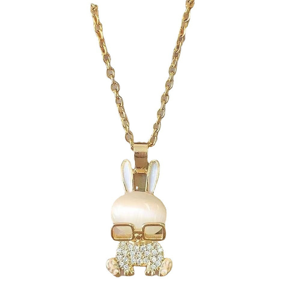 Opal eye rabbit necklace