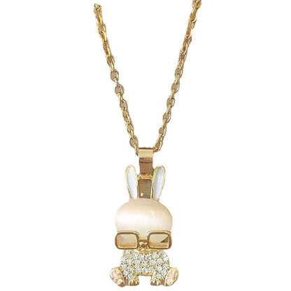Opal eye rabbit necklace
