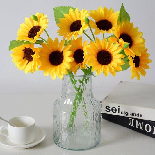 3 Sunflowers Simulation Flowers Silk Fabric Sun Bouquet