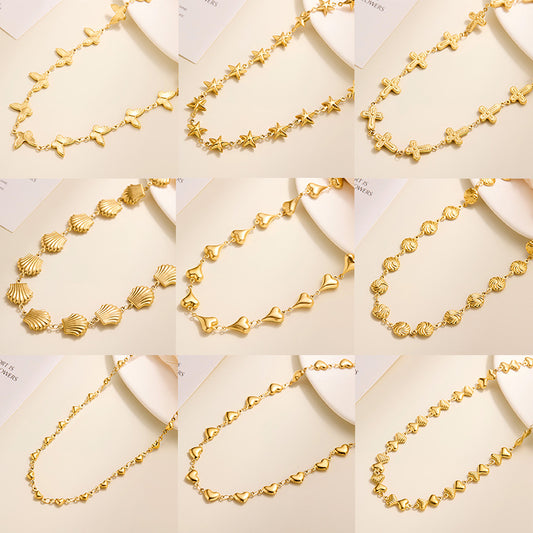 18K Gold Titanium Steel Retro 3D Oil-Pressed Necklace — Fade-Resistant