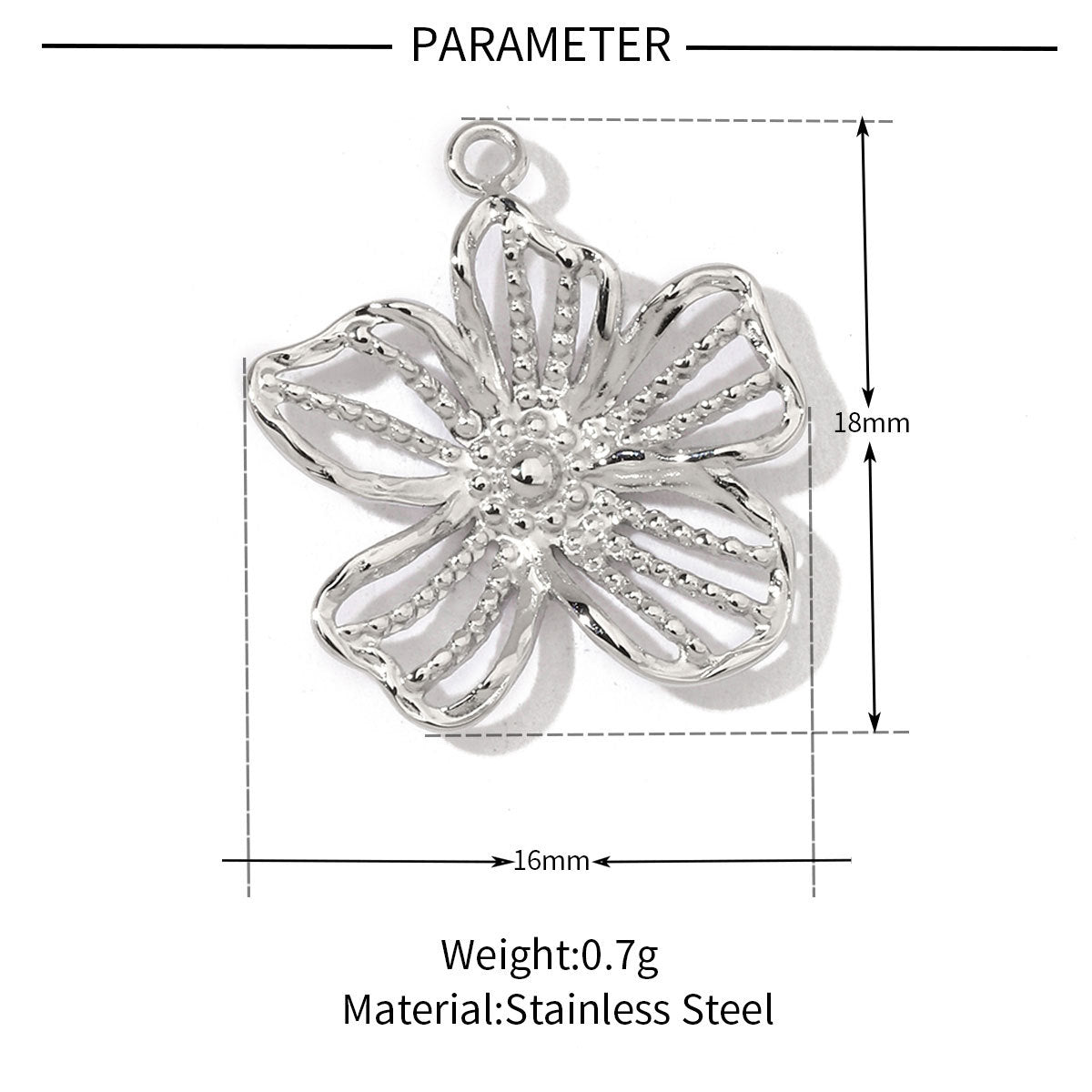 Square oil drop flower titanium steel necklace pendant