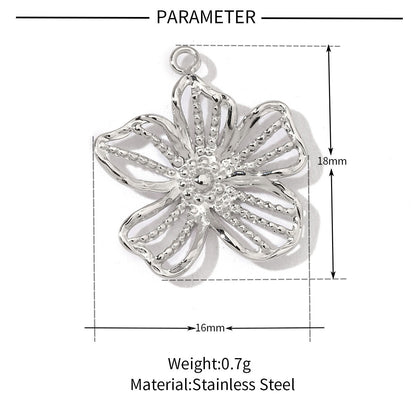 Square oil drop flower titanium steel necklace pendant