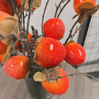 Simulación de fruta caqui redondo cuadrado caqui kumquat limón 