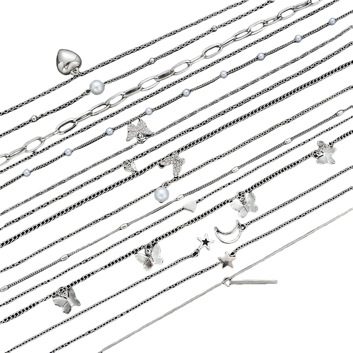 Star, Moon & Butterfly 14-Piece Necklace Set