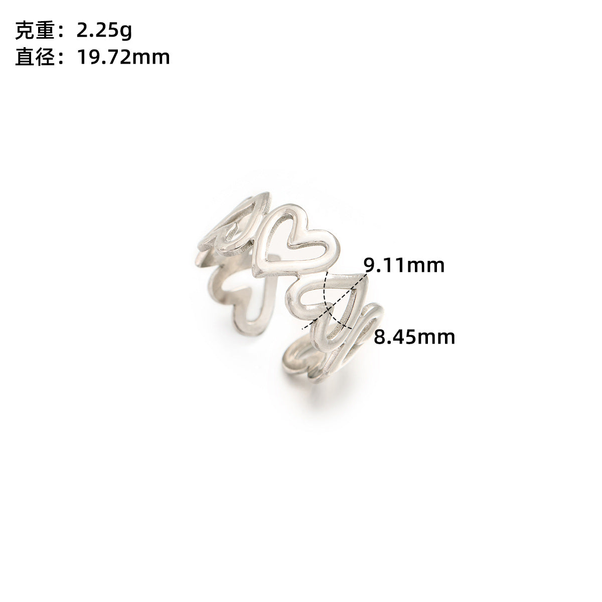Stainless steel love open ring