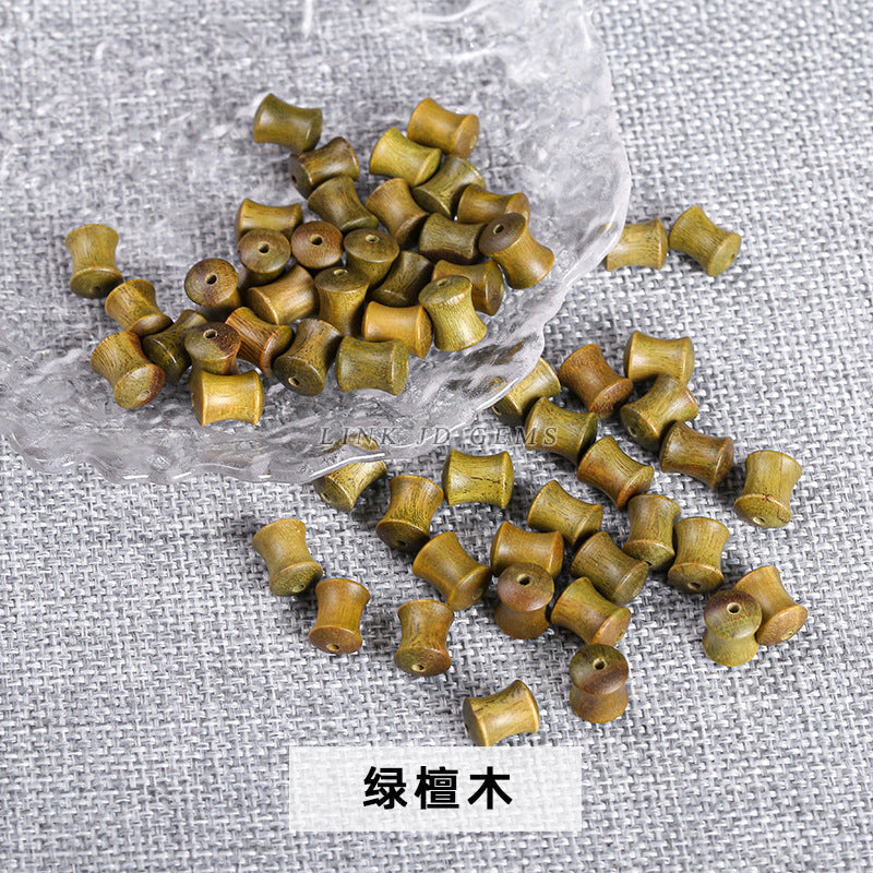 Green sandalwood slub beads Golden silk sandalwood loose beads