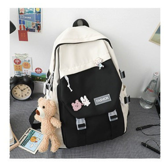 Casual tooling style double shoulder schoolbag