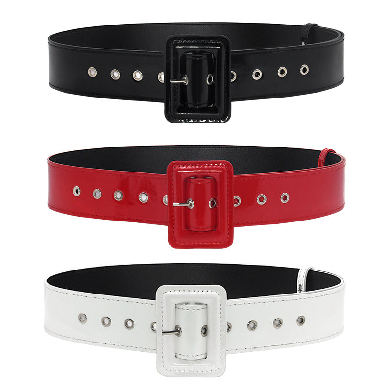 Fashion patent leather wide waist seal