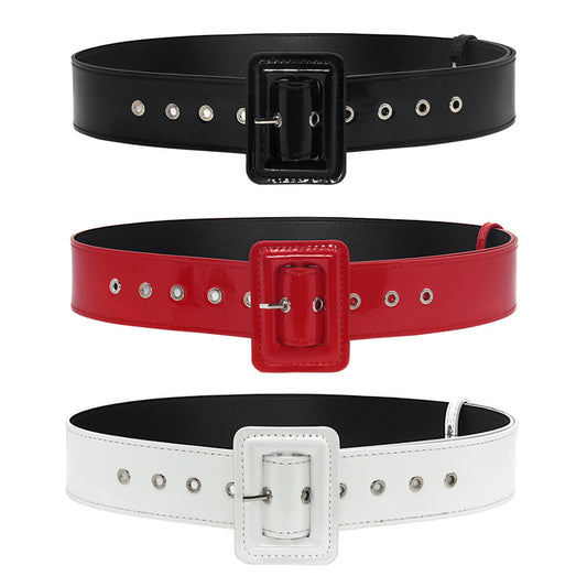 Fashion patent leather wide waist seal