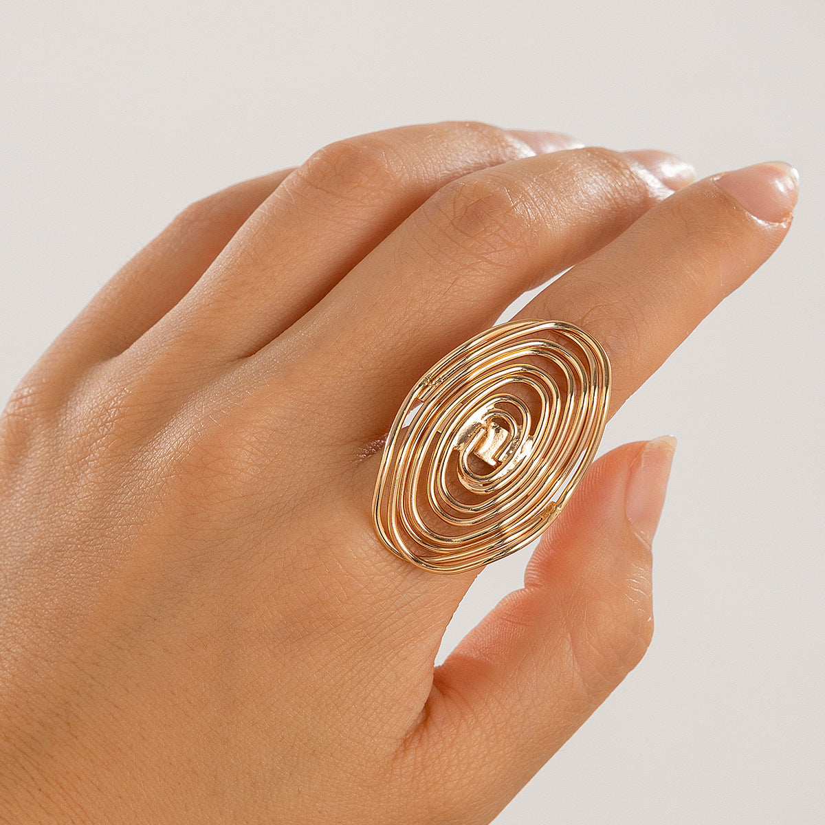 Geometric coil gold hoop ring jewelry