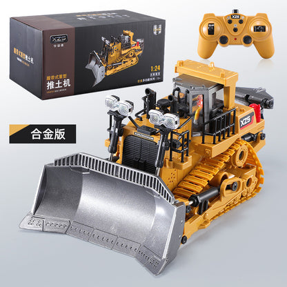 Alloy 11-Channel Remote Control Children's Toy Car Wireless Electric Simulation Excavator and Bulldozer Construction Vehicle Toy