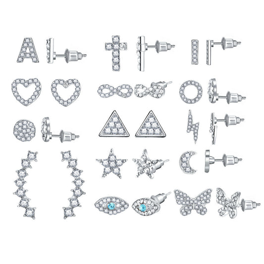 Rhinestone earrings set 14 pairs wholesale