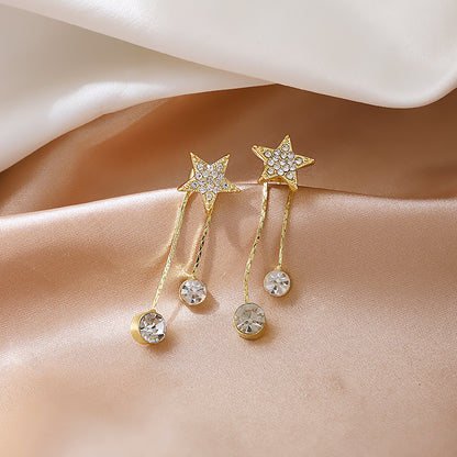 Pendientes con borlas y pentagramas en forma de aguja de plata S925 
