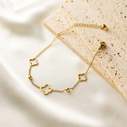 18K Gold Plated Four-Leaf Clover Bracelet