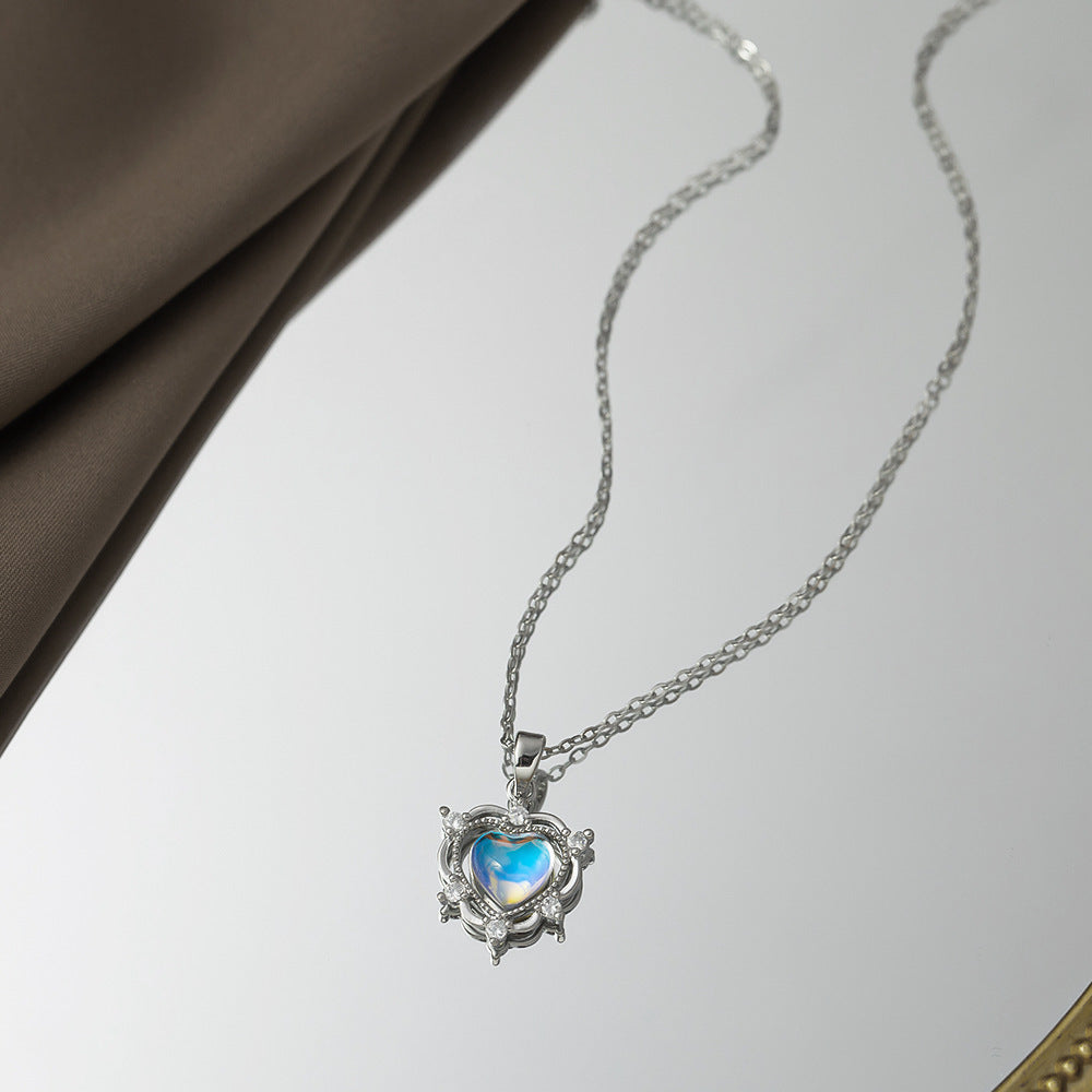 Blue zircon love necklace