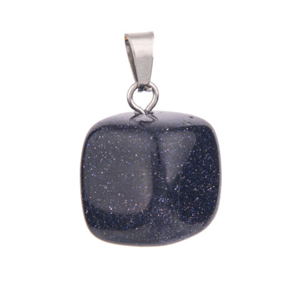 Crystal amorphous semi-precious stone cube pendant