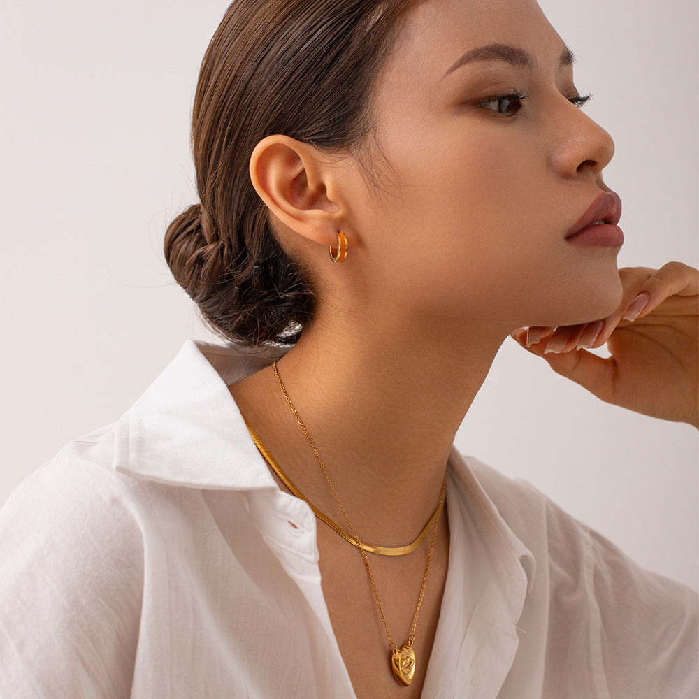 18K Gold Colored Oil Drop Geometric Earrings