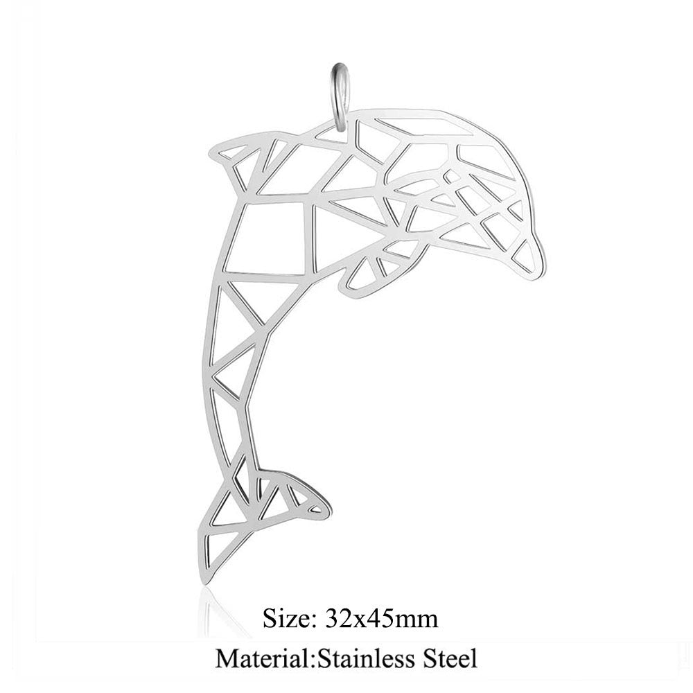 5 pcs/titanium steel paper-cut style animal pendant.