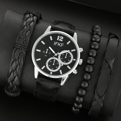Quartz watch 3 braided bracelet set