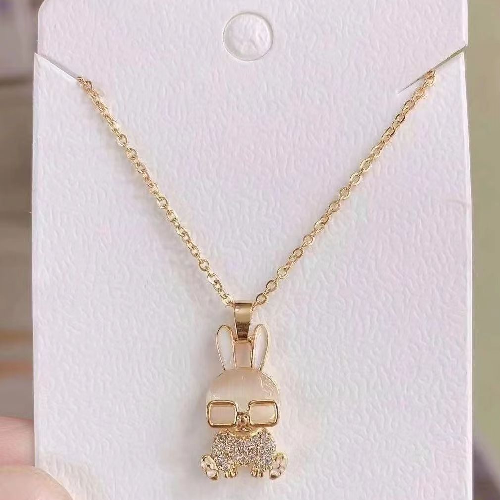 Opal eye rabbit necklace