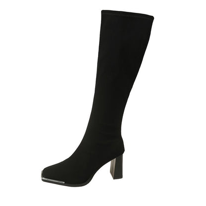 Square head fashion boots side zipper